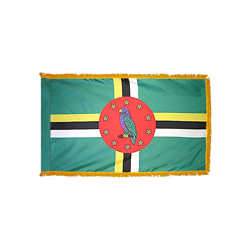 Dominica Flag with Polesleeve & Fringe