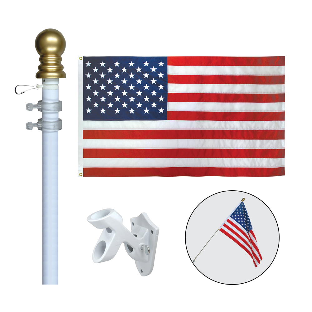 Dual Bracket American Flag Display Set