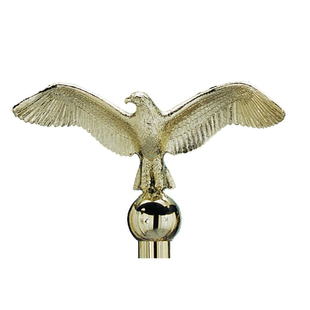 Gold flying eagle flagpole ornament finial with spread wings for ceremonial flag display