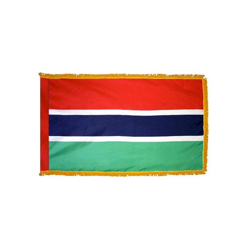 Gambia Flag with Polesleeve & Fringe