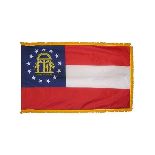 Georgia Flag with Polesleeve & Fringe