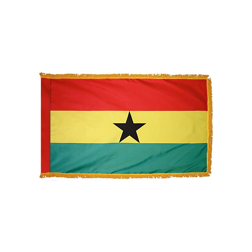 Ghana Flag with Polesleeve & Fringe