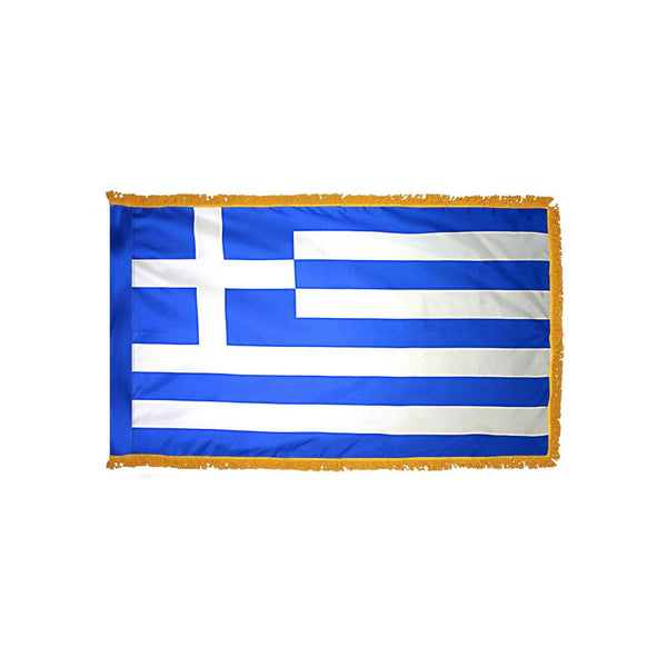 Close-up of Greece flag showing blue and white horizontal stripes