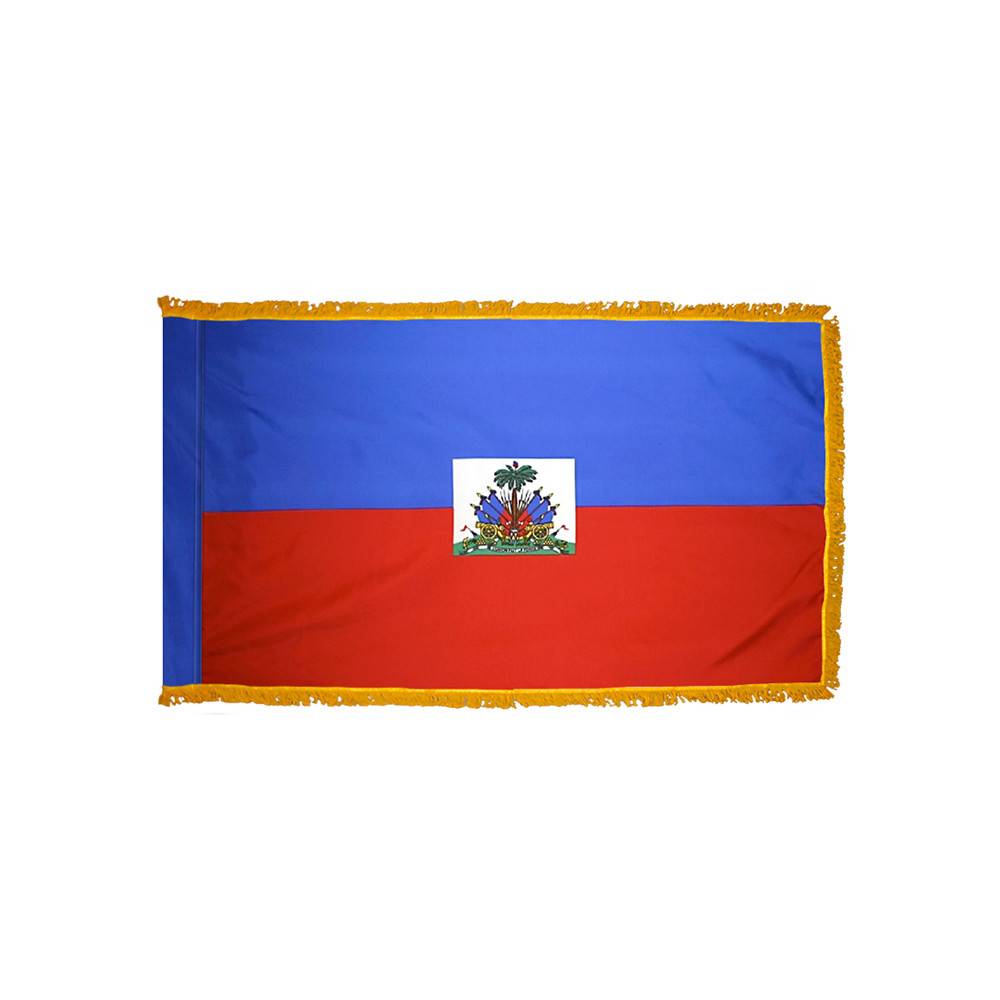 Haiti Flag with Polesleeve & Fringe