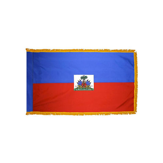 Haiti Flag with Polesleeve & Fringe