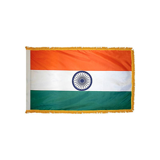 India Flag with Polesleeve & Fringe