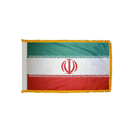 Iran Flag with Polesleeve & Fringe
