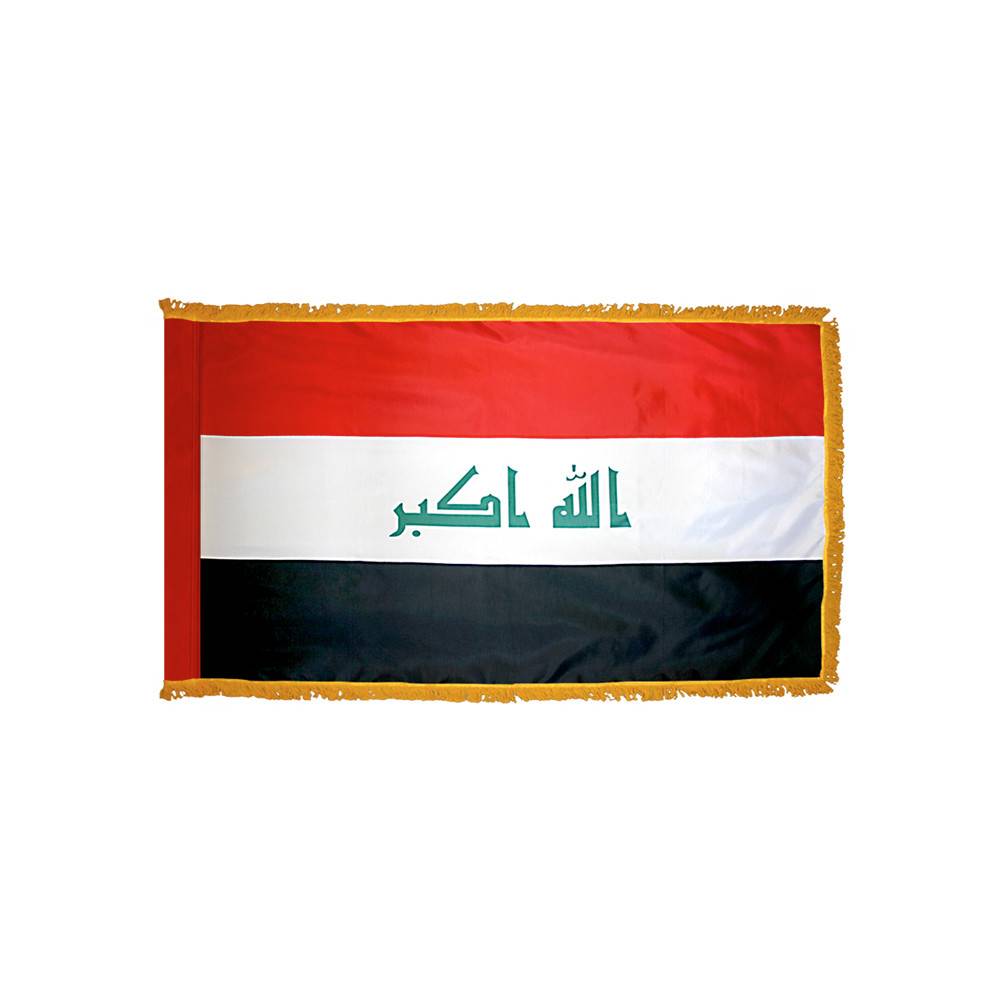 Iraq Flag with Polesleeve & Fringe