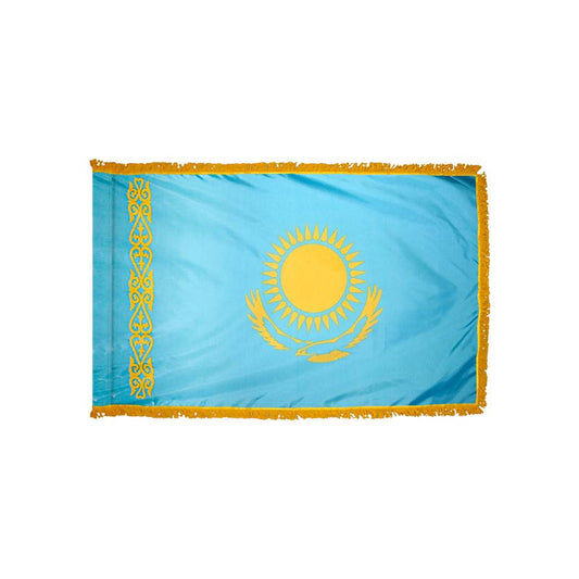 Kazakhstan Flag with Polesleeve & Fringe