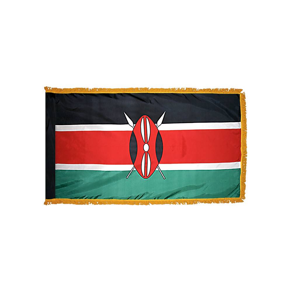 Kenya Flag with Polesleeve & Fringe
