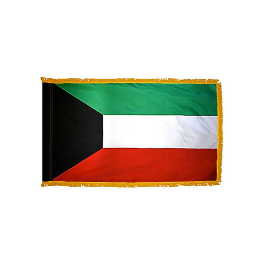 Kuwait Flag with Polesleeve & Fringe