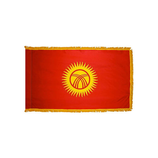 Kyrgyzstan Flag with Polesleeve & Fringe