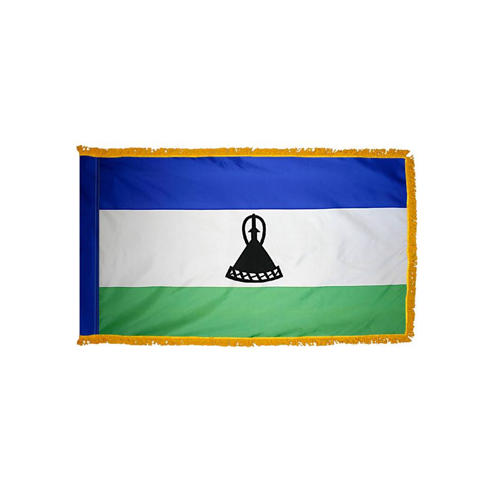 Lesotho Flag with Polesleeve & Fringe