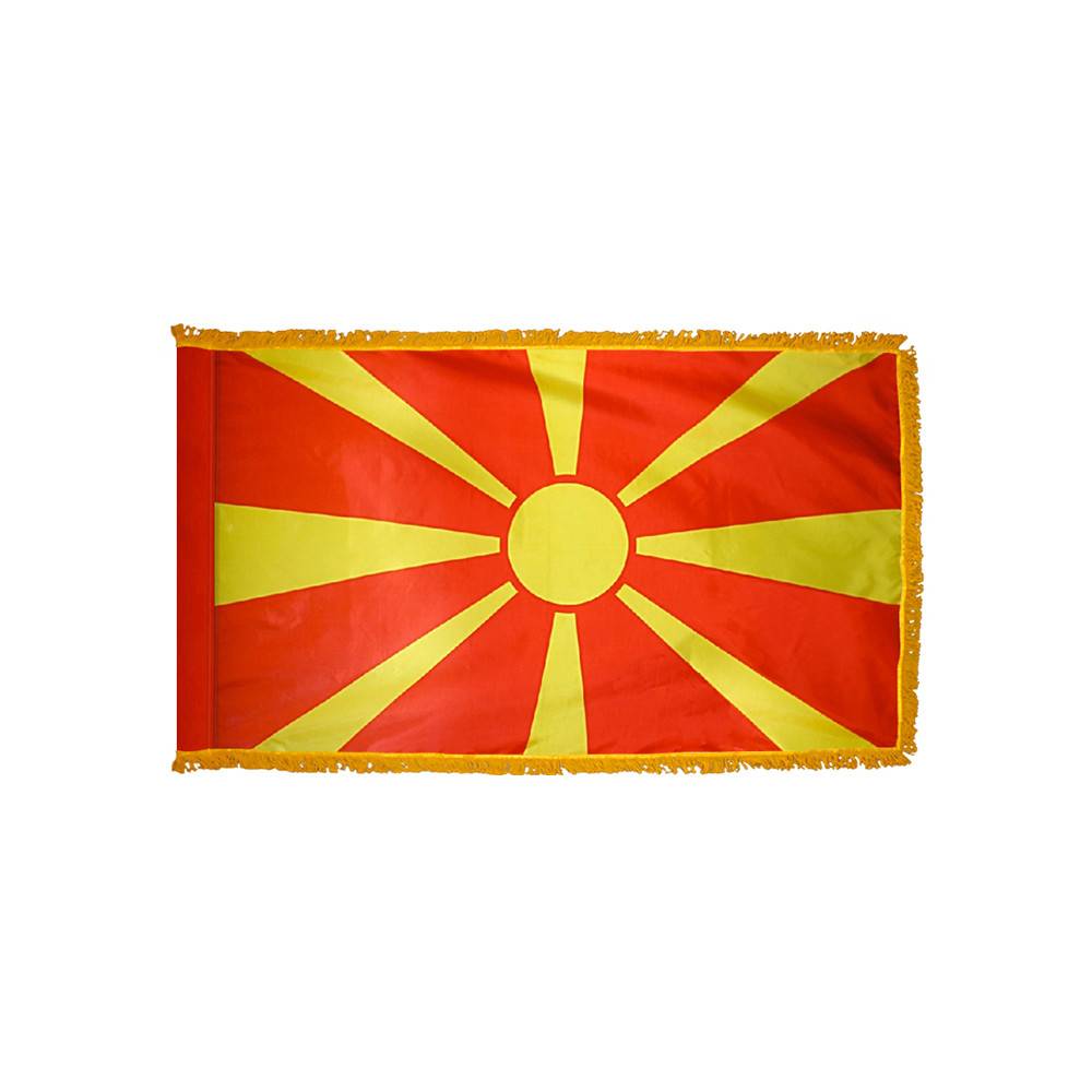 Macedonia Flag with Polesleeve & Fringe