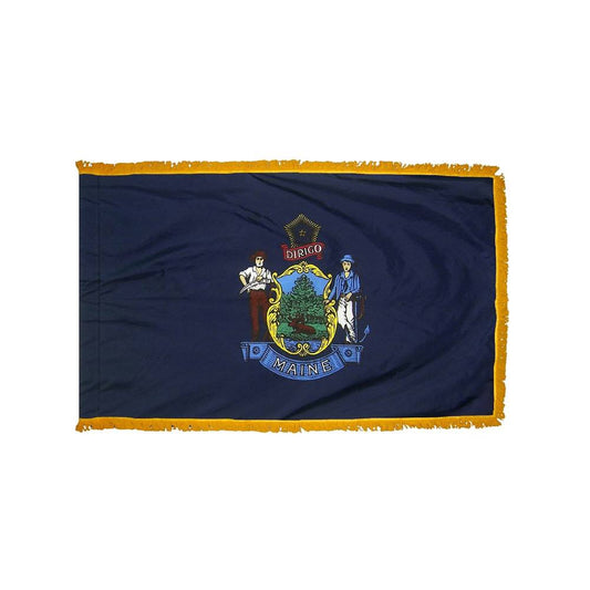 Maine Flag with Polesleeve & Fringe