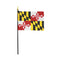 Maryland stick flag mounted on a small staff for handheld or desk display.