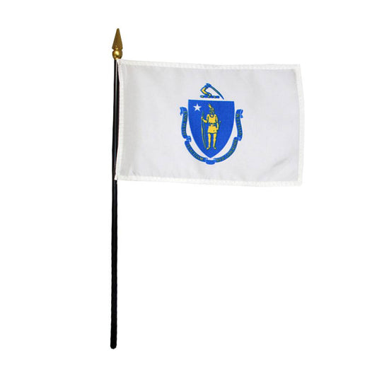 4x6 in. Massachusetts Stick Flag