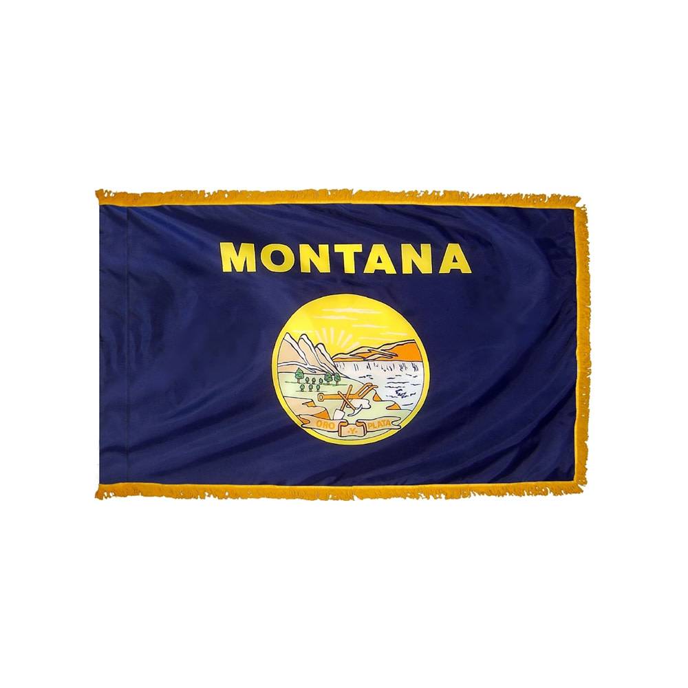 Montana Flag with Polesleeve & Fringe