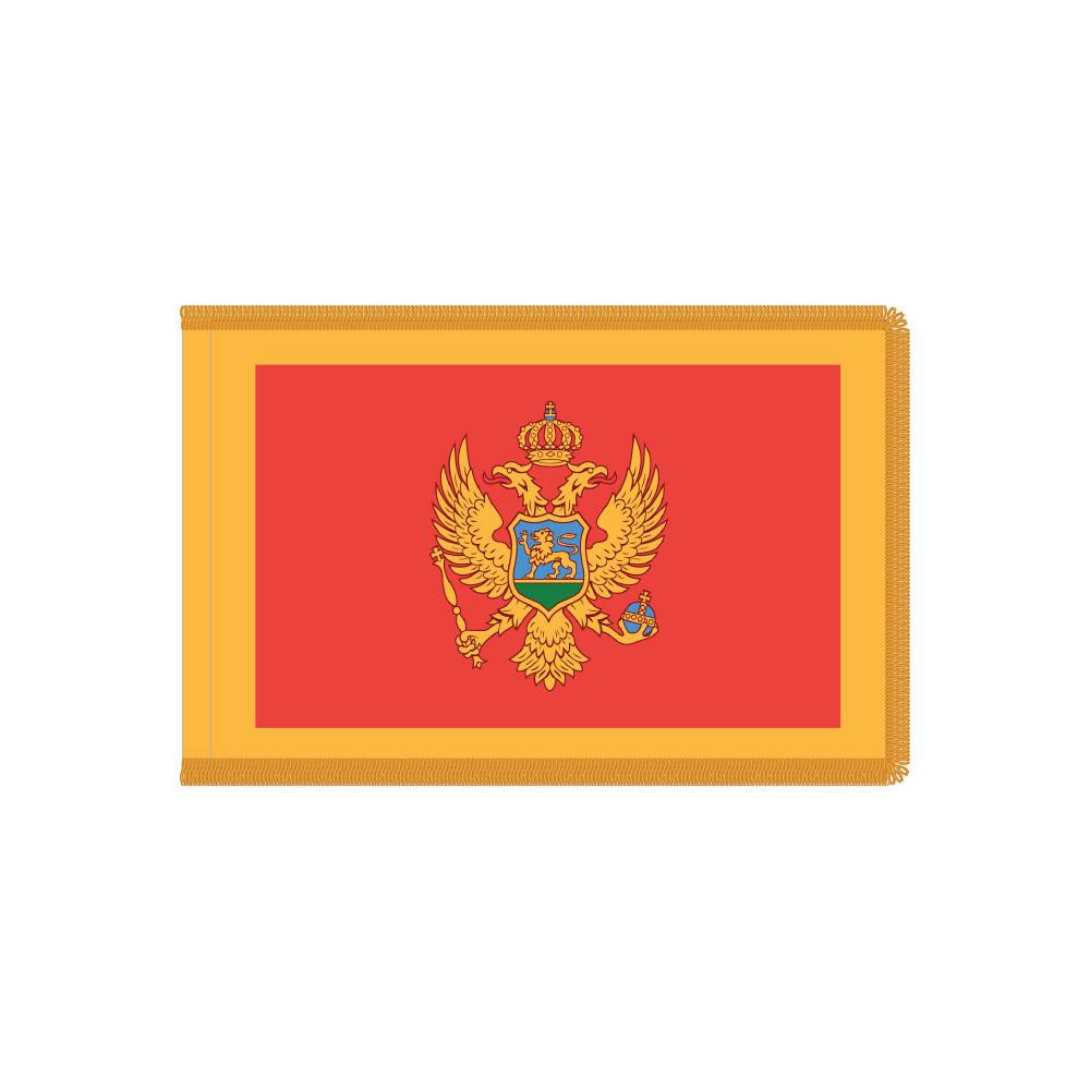 Montenegro Flag with Polesleeve & Fringe