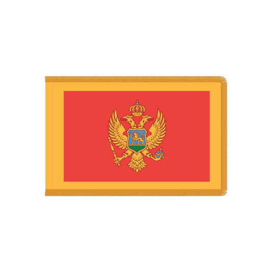 Montenegro Flag with Polesleeve & Fringe