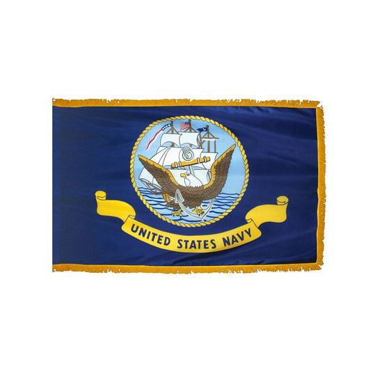 Navy Flag with Polesleeve & Fringe