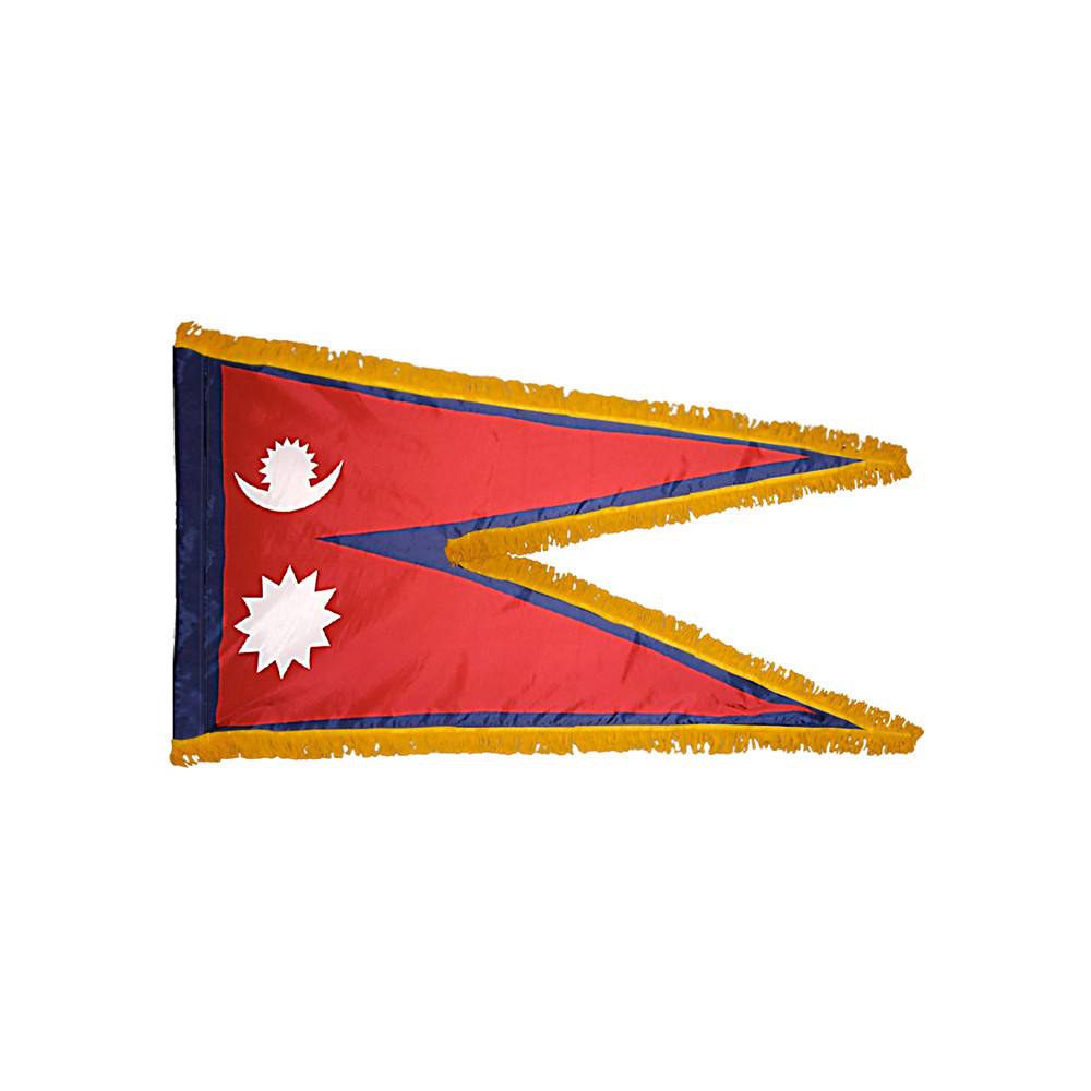 Nepal Flag with Polesleeve & Fringe