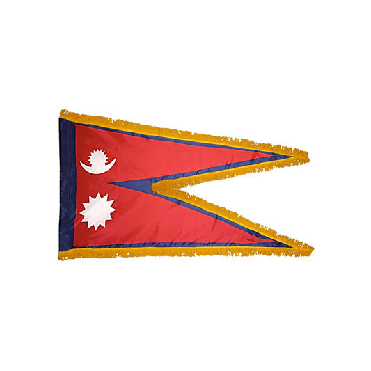Nepal Flag with Polesleeve & Fringe