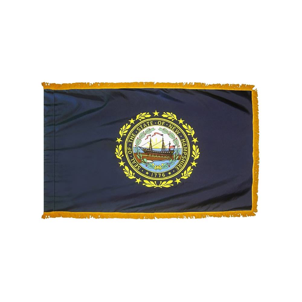 New Hampshire Flag with Polesleeve & Fringe
