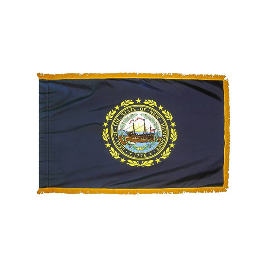 New Hampshire Flag with Polesleeve & Fringe