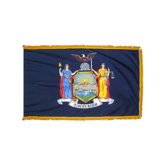 New York Flag with Polesleeve & Fringe