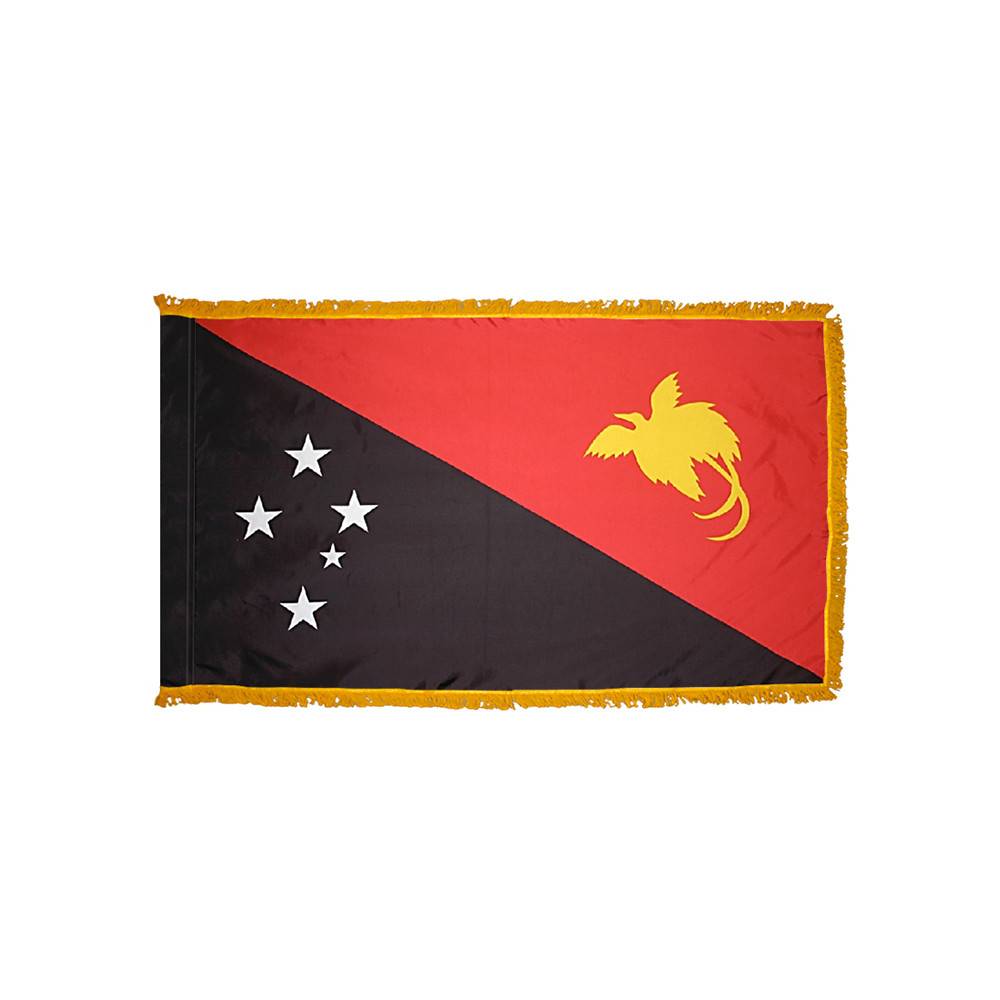 Papua New Guinea Flag with Polesleeve & Fringe