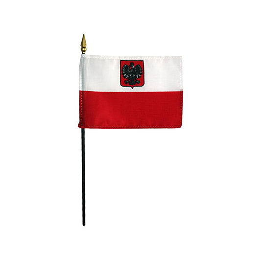 4x6 in. Poland Flag with Eagle Stick Flag