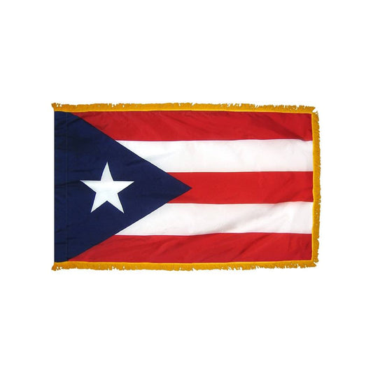 Puerto Rico Flag with Polesleeve & Fringe