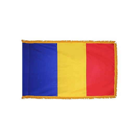 Romania Flag with Polesleeve & Fringe