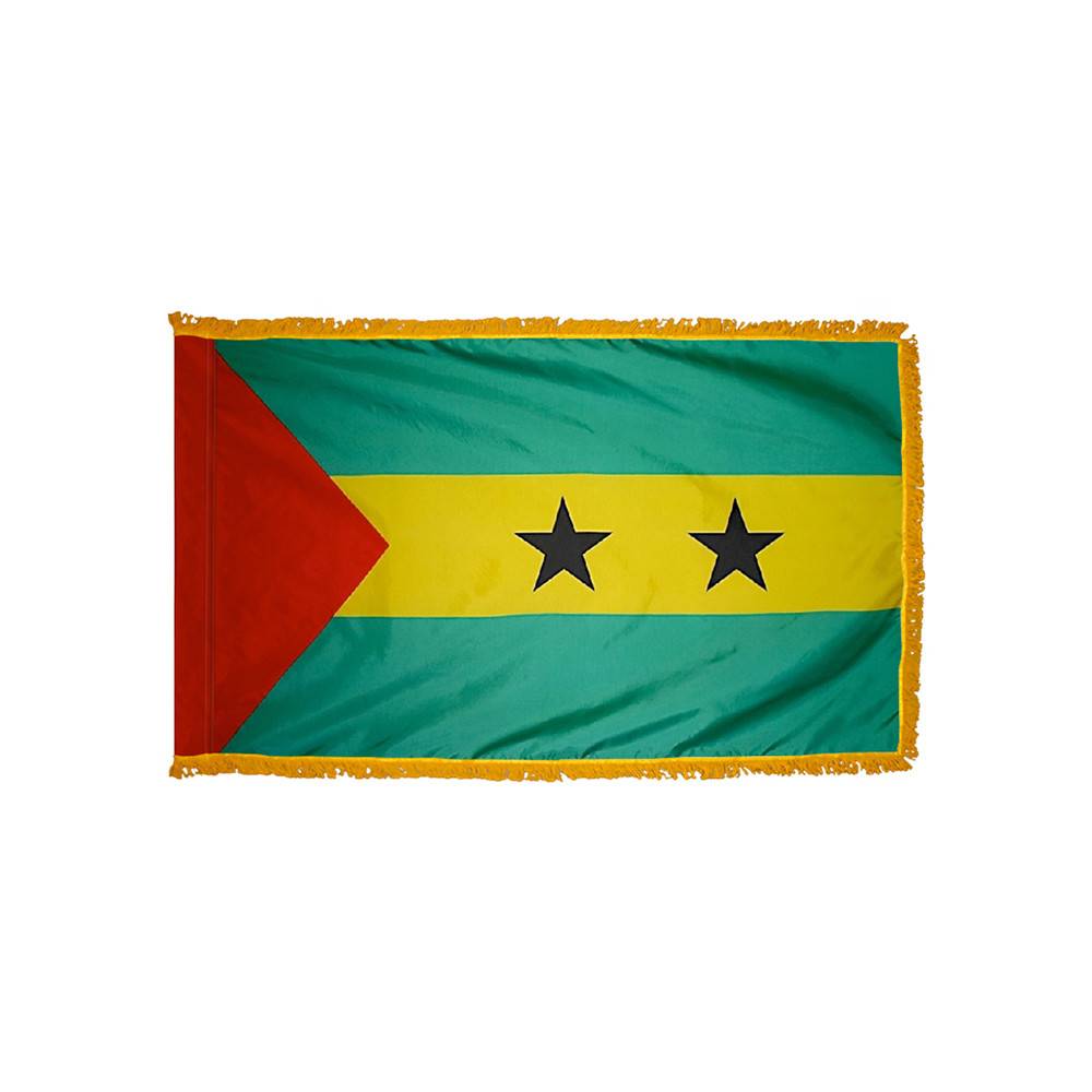 Sao Tome & Principe Flag with Polesleeve & Fringe