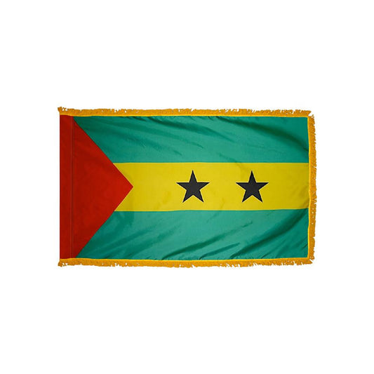 Sao Tome & Principe Flag with Polesleeve & Fringe