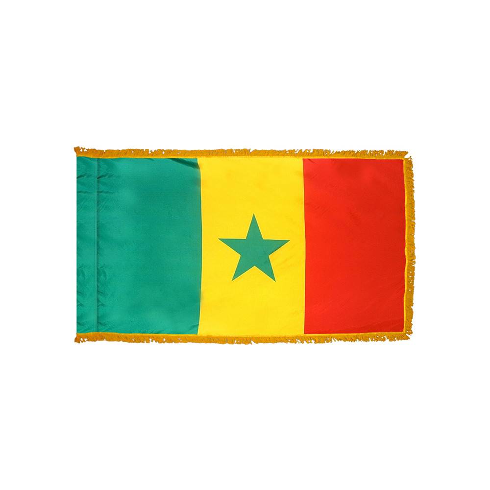 Senegal Flag with Polesleeve & Fringe