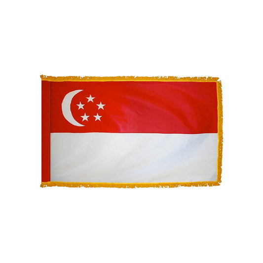 Singapore Flag with Polesleeve & Fringe