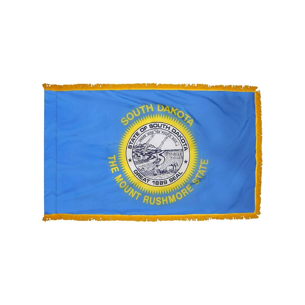 South Dakota Flag with Polesleeve & Fringe