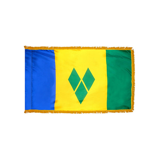 Saint Vincent & the Grenadines Flag with Polesleeve & Fringe