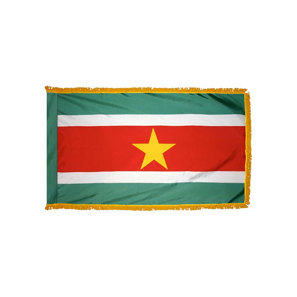 Suriname Flag with Polesleeve & Fringe