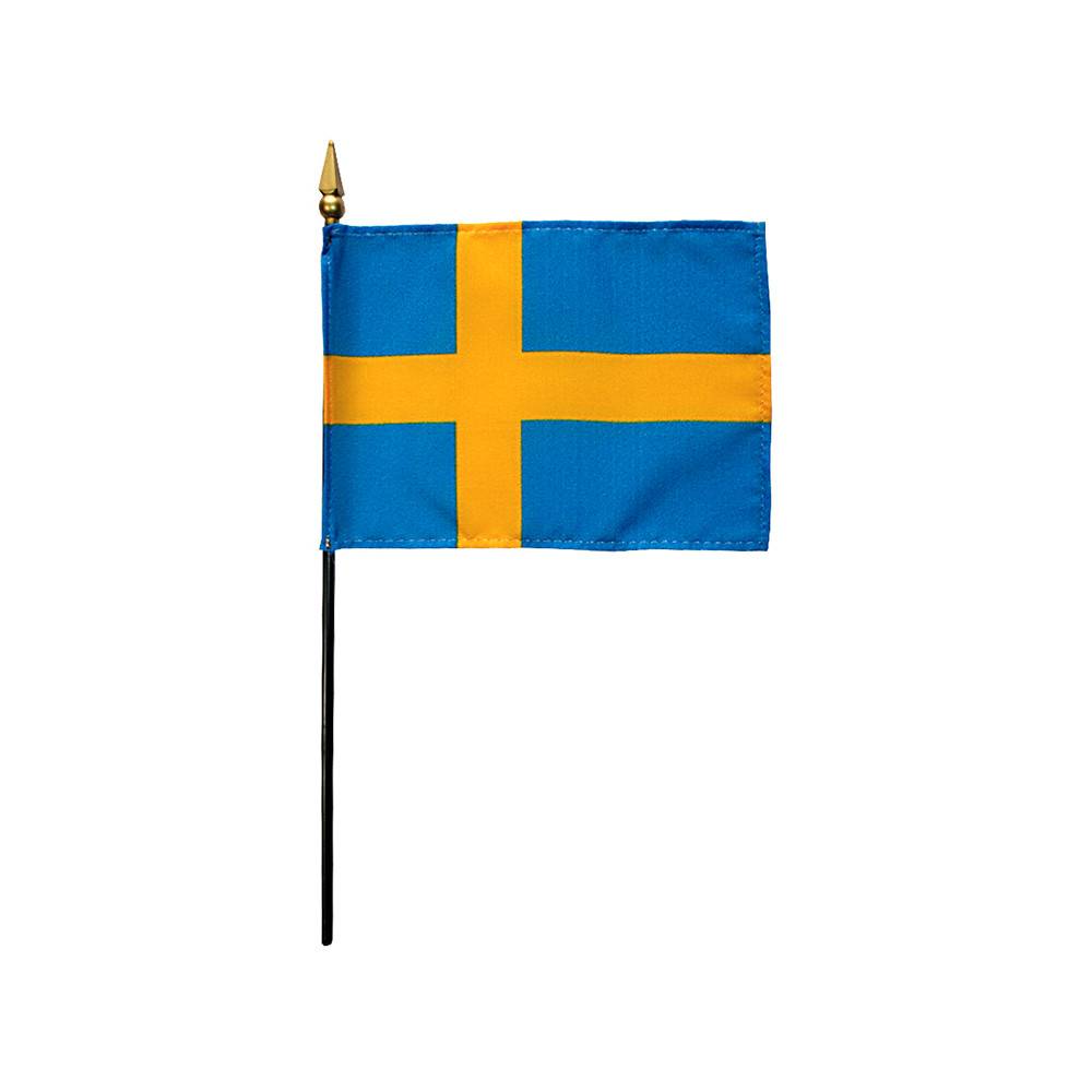 4x6 in. Sweden Stick Flag