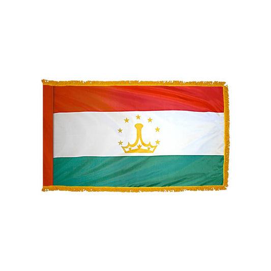 Tajikistan Flag with Polesleeve & Fringe