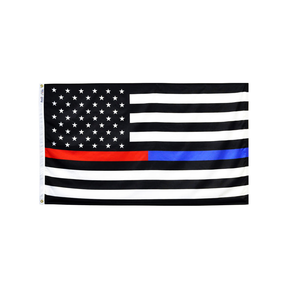 3x5 ft Thin Blue Red Line American Flag honoring firefighters law enforcement and first responders