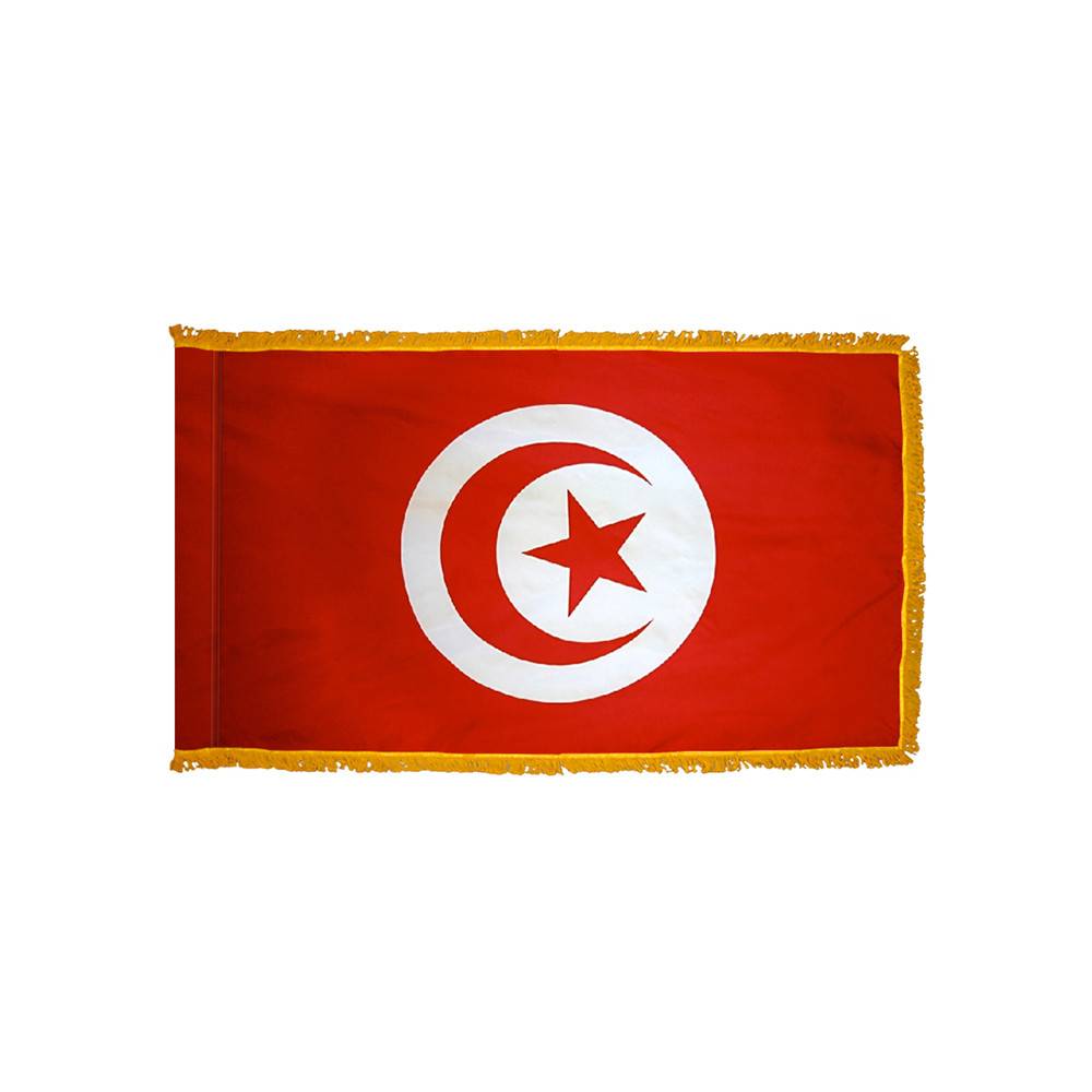 Tunisia Flag with Polesleeve & Fringe