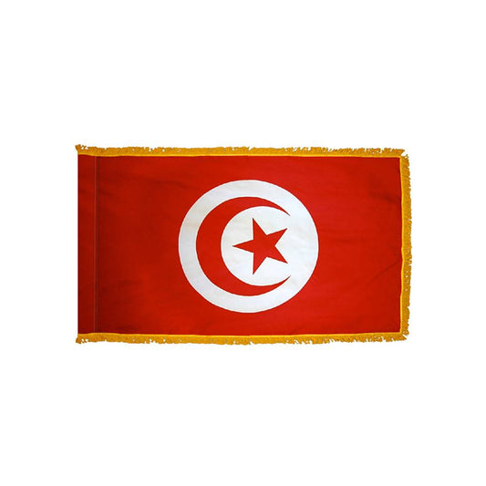 Tunisia Flag with Polesleeve & Fringe