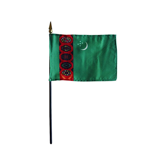 4x6 in. Turkmenistan Stick Flag