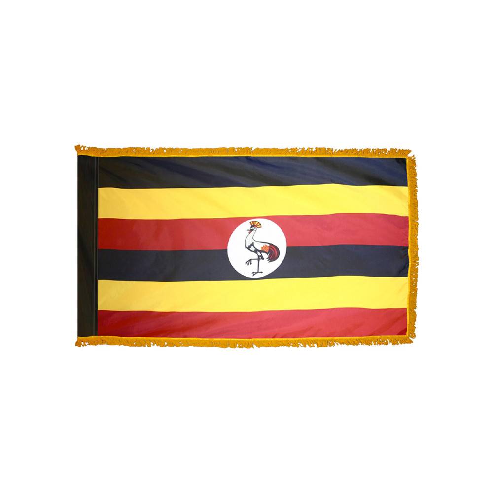 Uganda Flag with Polesleeve & Fringe