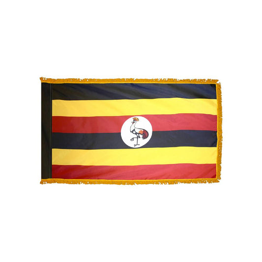 Uganda Flag with Polesleeve & Fringe