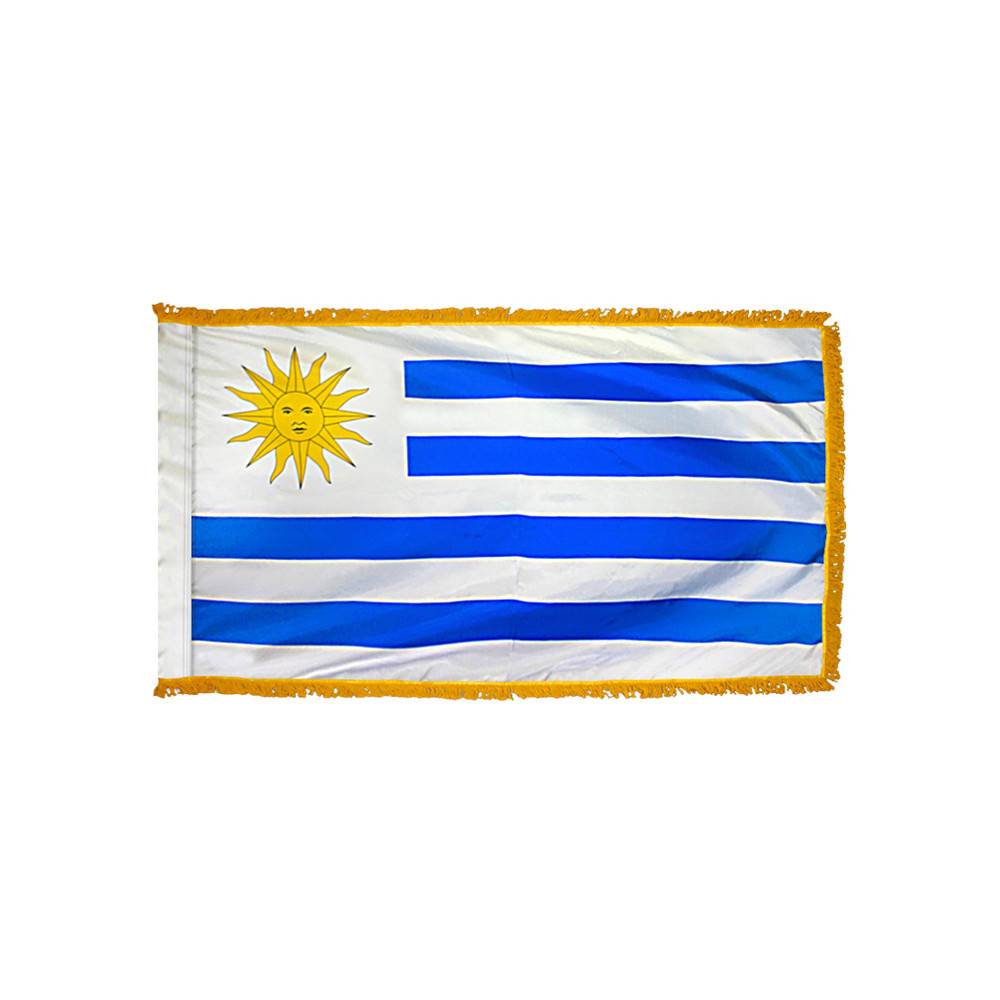 Uruguay Flag with Polesleeve & Fringe